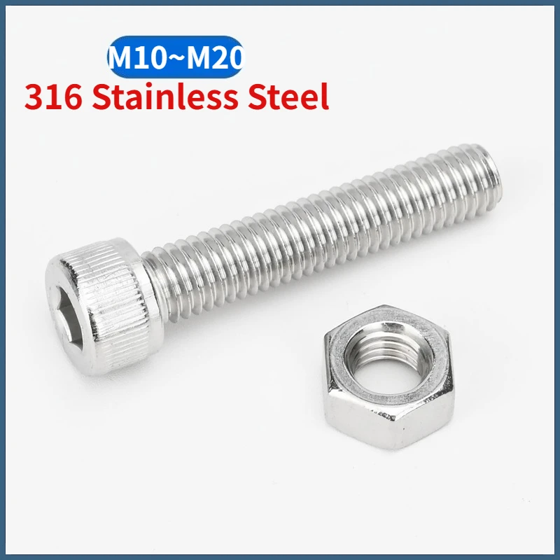 316 A4 Stainless Steel Cap Screws Allen Socket Bolts And Hexagon Full Nuts Combination Set M10 M12 M14 M16 M20