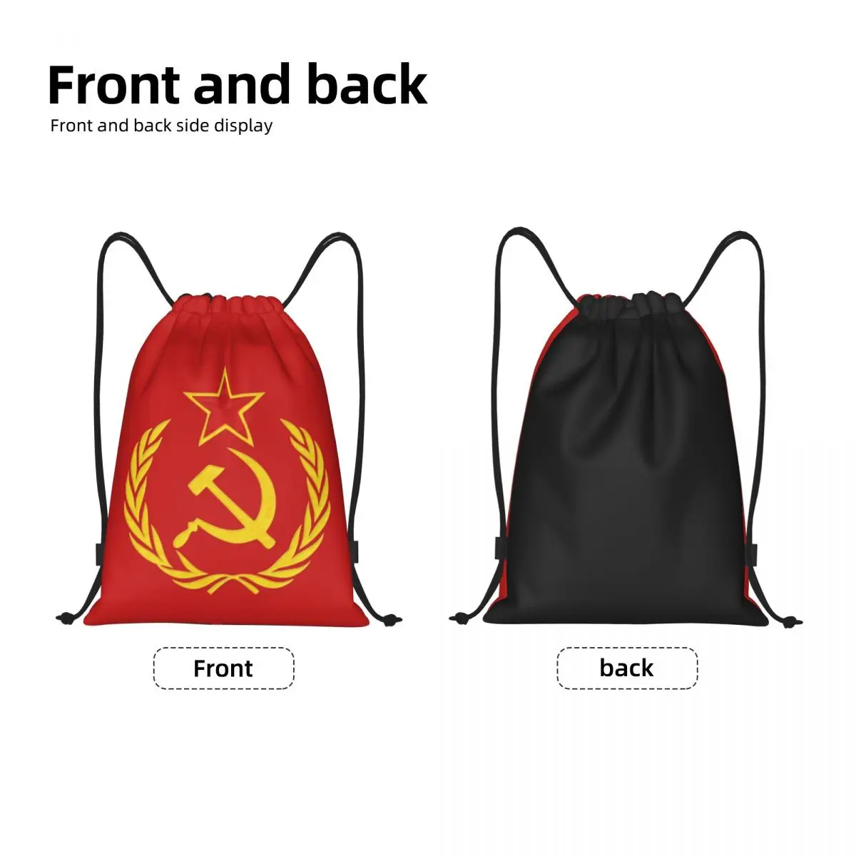 Bolsa con cordón y bandera rusa soviética para entrenamiento, mochilas de Yoga, Gimnasio Deportivo, URSS, martillo y hoz, CCCP, hombres y mujeres