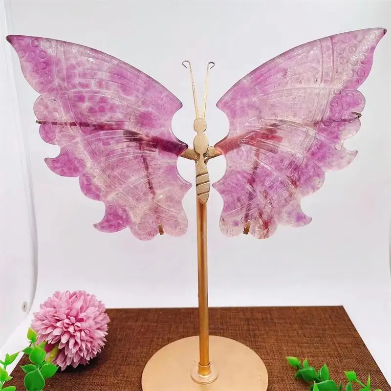 

Natural Purple Fluorite Butterfly Wings Crystal Carving Crafts Healing Energy Stone Home Decoration Fengshui Birthday Gift 1pair