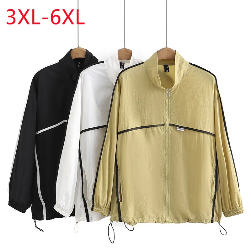 New 2023 Ladies Spring Summer Plus Size Tops For Women Large Size Long Sleeve Zipper Black Coat 3XL 4XL 5XL 6XL