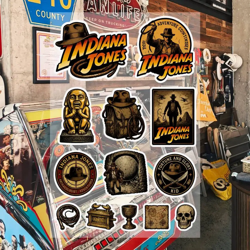 I-ndiana J-ones Waterproof Vinyl Stickers for Car Motorcycle Bike Skateboard Laptop Bottle Phone