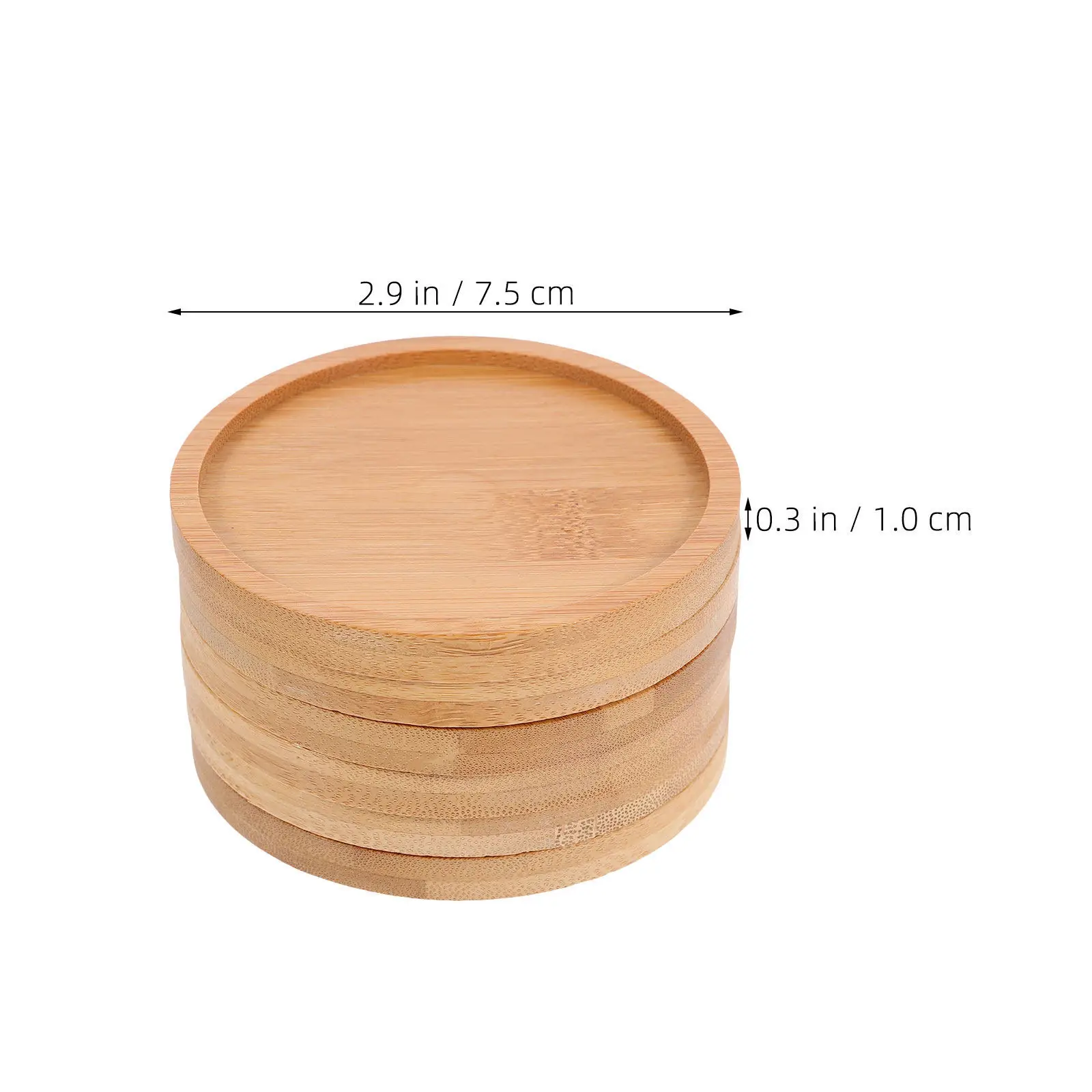 Round Bamboo Coasters 6 Pack Grooved Blank Drink Mats for Mosaic Crafts Coffee Bar Non Slip Desk Accessories - view 2
