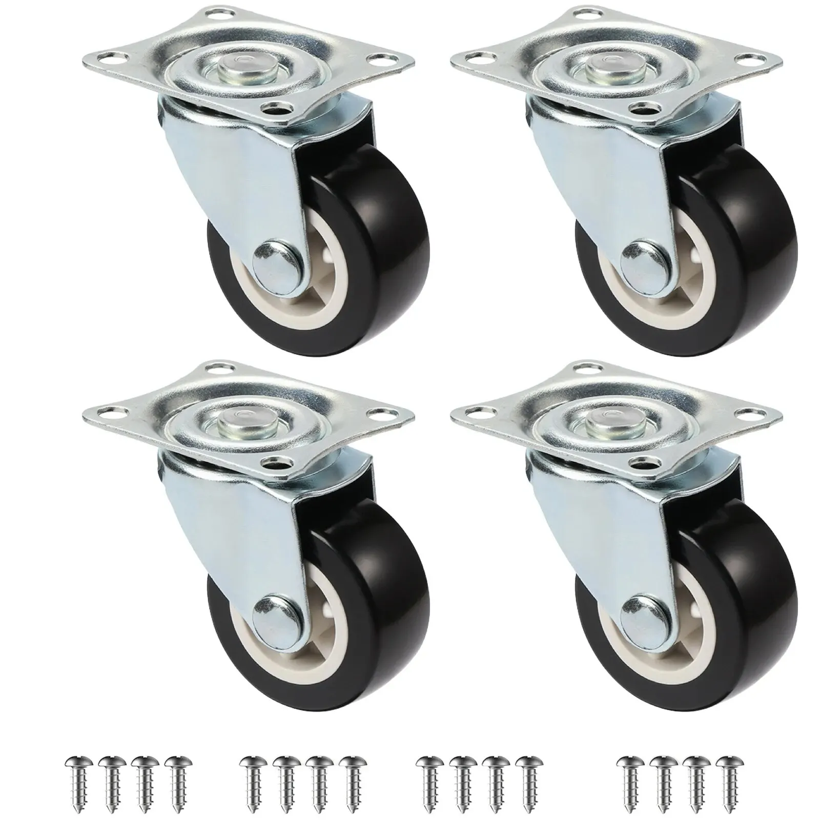 Other Set mit 4 1 Zoll/1,25 Zoll/2 Zoll PVC-Möbelrollen, verschleißfest, stumm, universelle schwere Trolley-Räder, 360-Grad-Lenkrolle 4