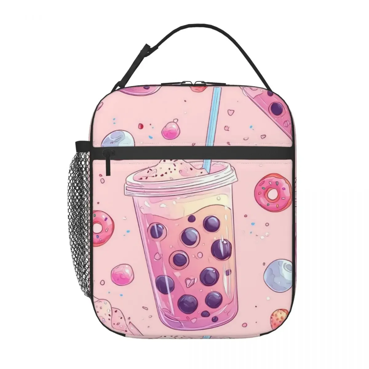 

Cartoon Bobo Tea Insulated Lunch Cooler Bag For Work Camping Beach Travel, Leakproof Wate꫸Easy to clean