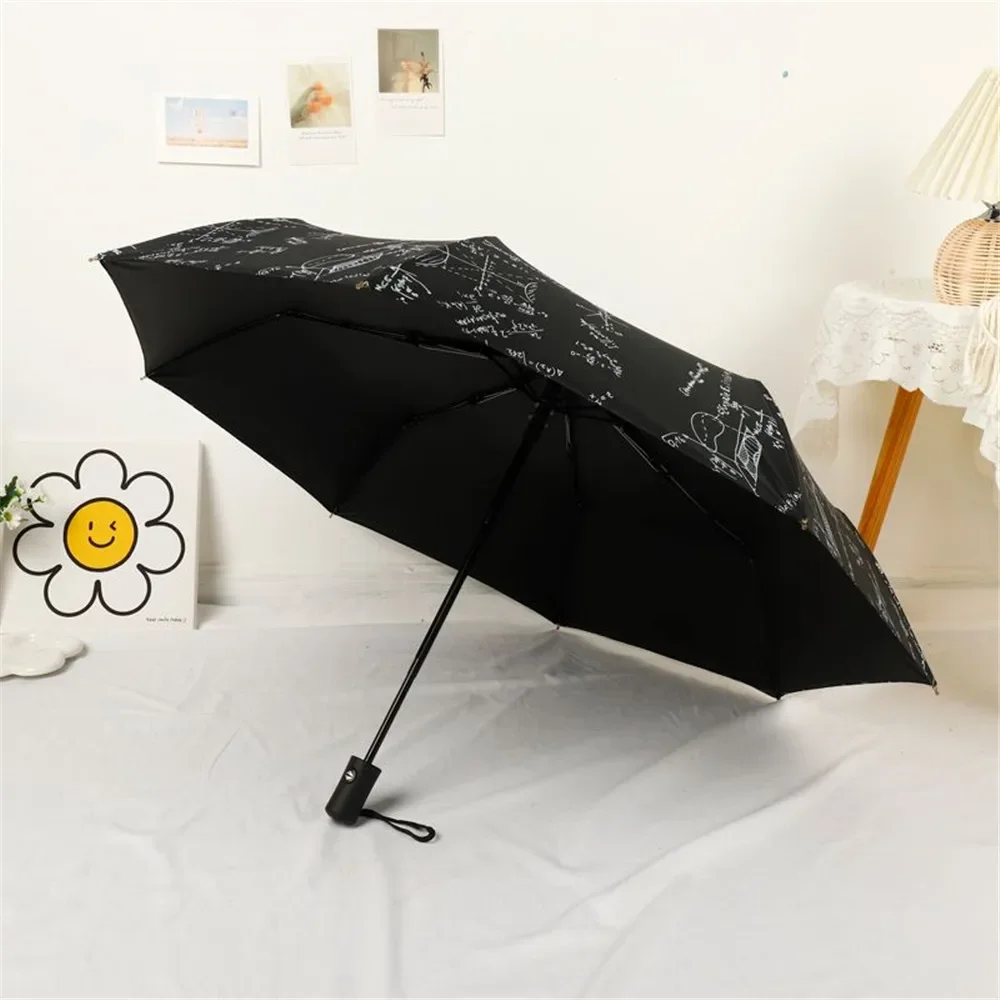 Student Automatic Umbrella Portable Folding Sun Protection Anti-UV Parasol Gifts Mathematics Umbrella for Outdoor Travel