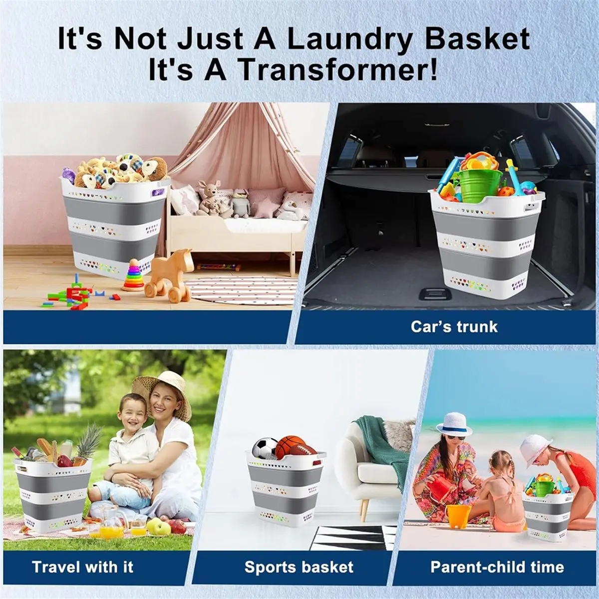 Laundry Basket -Up with Comfort Handles Laundry Storage Basket Organizer Space Saving Dirty Clothe Hamper
