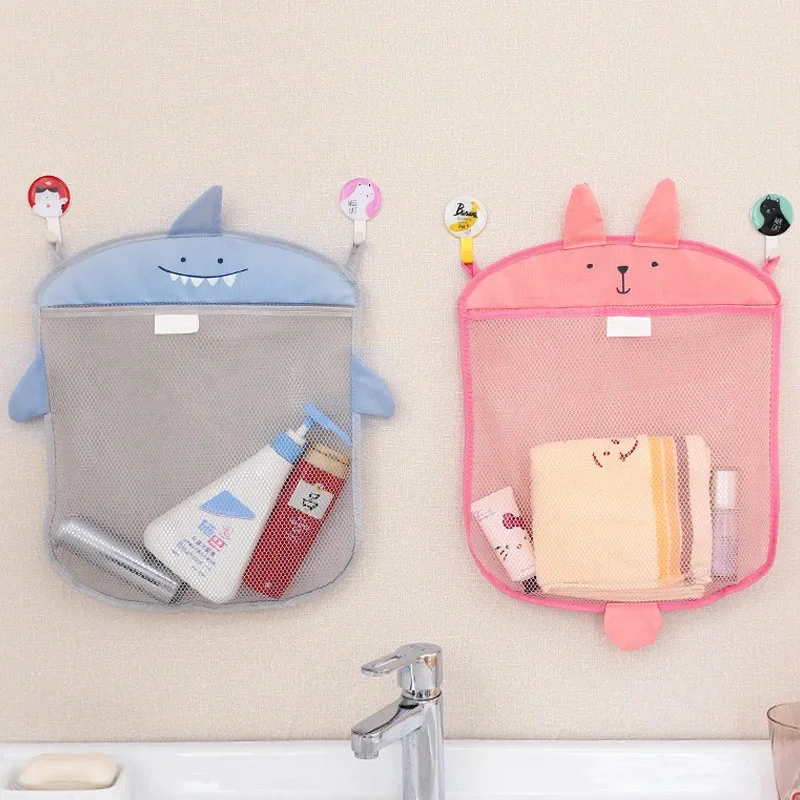 New Baby Bathroom Mesh Bag Sucker Design For Bath Toys Kids Basket Cartoon Animal Shapes Cloth Sand Toy Storage Net Mesh Bag Toy