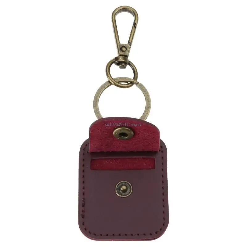 Compact Leather Ring Bag Pendant with Keyring for Necklace and Ring Organization