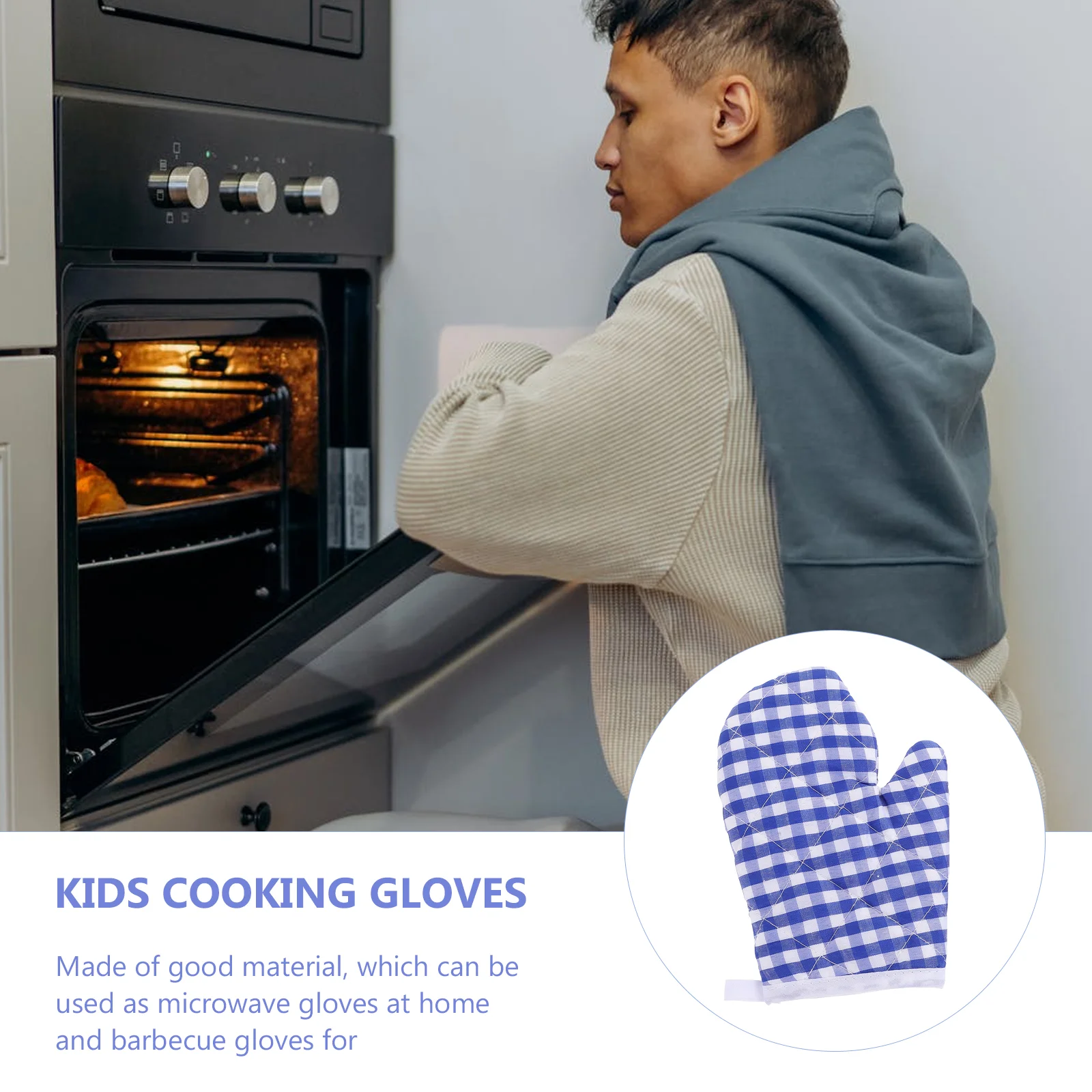 2 Pcs Microwave Gloves Kids Oven Mitts Kitchen Baking Apron Child Heat Resistant Polyester Anti Scalding