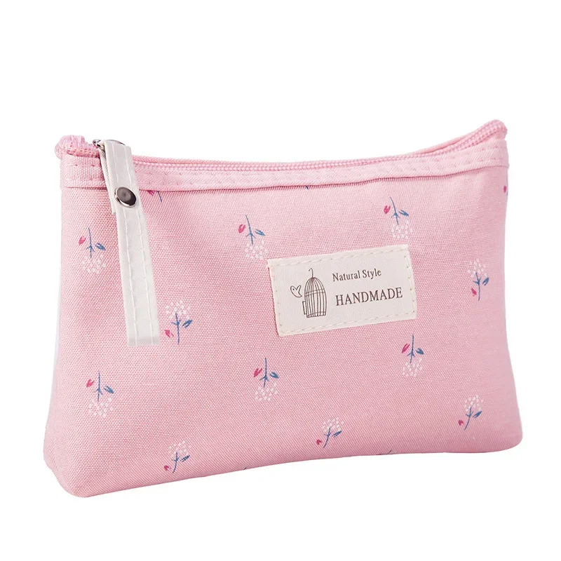 

Flower Print Canvas Makeup Bag for Women, Travel Toiletry Organizer, Zipper Cosmetic Pouch, Wash Bag for Female Essentials