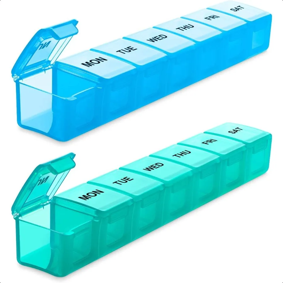 

Weekly Pill Organizer Large 2 Packs Extra Large Travel Pill Organizers Pill Box 7 Day Travel Pill Case Medicine Pill Organizer