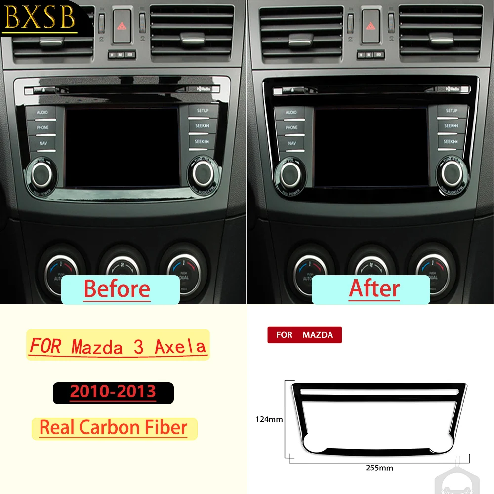 Для Mazda 3 Axela 2010-2013: накладка на центральную консоль, рамка навигационной системы, декоративные наклейки из настоящего карбона, аксессуары для интерьера автомобиля