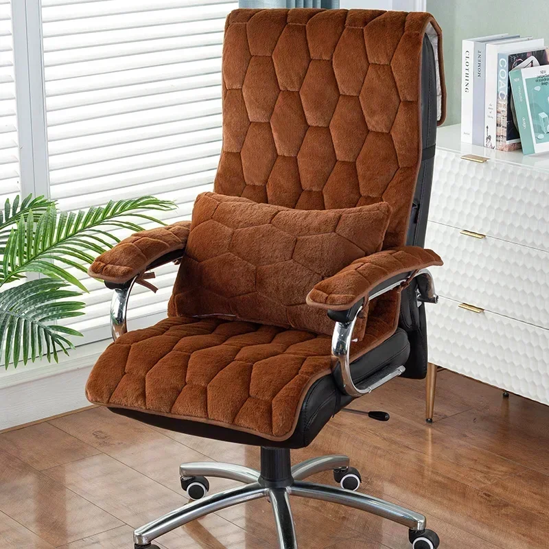 Office Chairs Cushion for Prolonged Sitting Four Seasons Integrated Plush Seat Cushion Household Dining Chair Anti Slip Mat