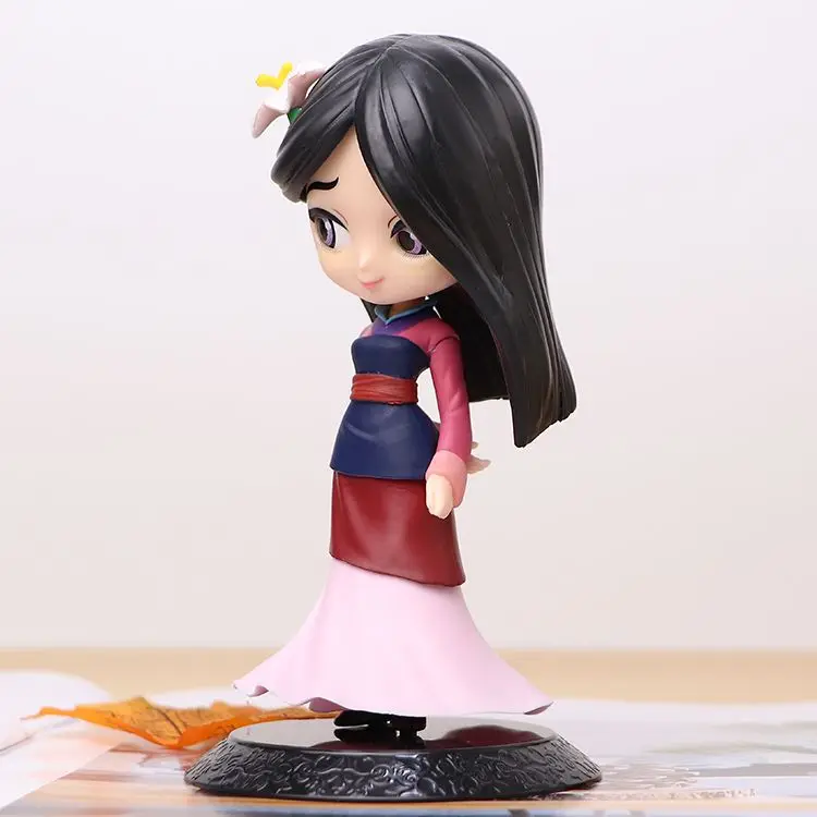 Disney Princess Mulan Q-version Big Eye Doll Model Ornament Toy PVC Doll  Gift Female