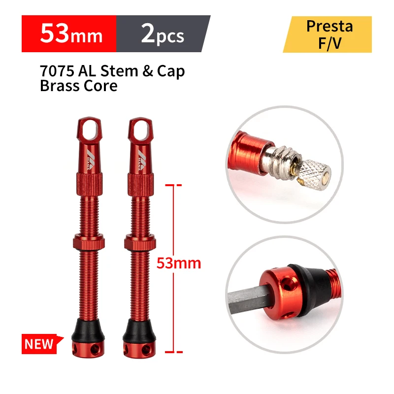 MANA 1 Paar Fiets Presta Ventiel 40/53/63/78/100mm 7075 Aluminium Voor Tubeless Road/MTB/Gravel Bike-ELITEWHEELS Ventiel