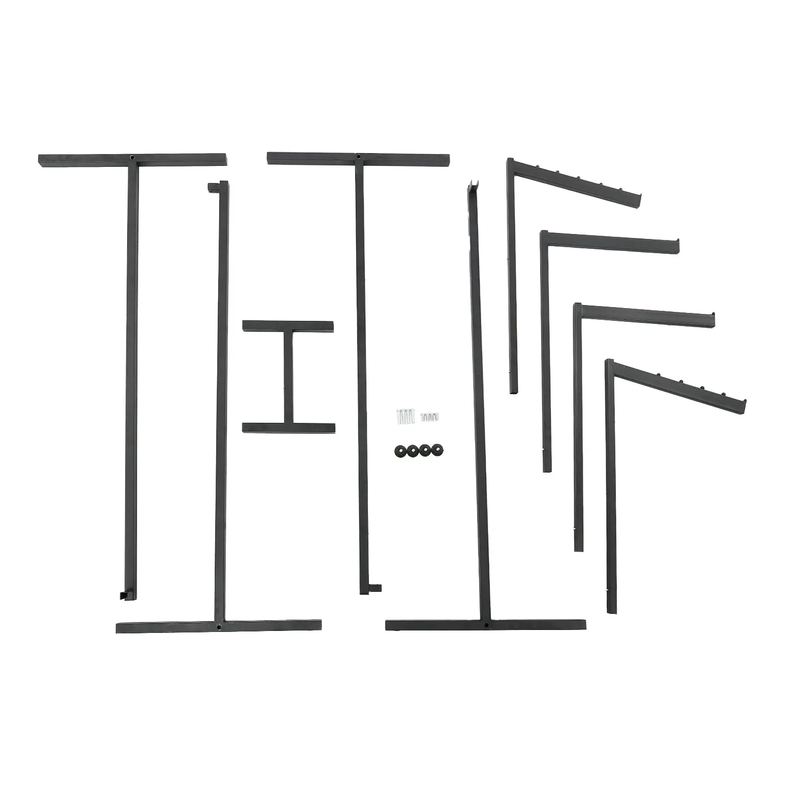 Rack de exibição de roupas, rack de roupas ajustável de 4 vias, prateleiras de roupas de chão com 2 braços retos e 2 braços inclinados para