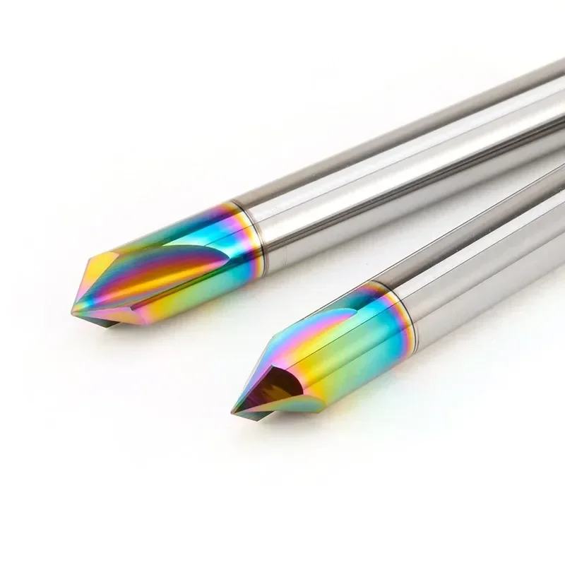 3-Flute Colorful Tungsten Steel Chamfer Milling Cutter 60°90°120°  Endmills CNC Mechanical Machining Cutters Tools