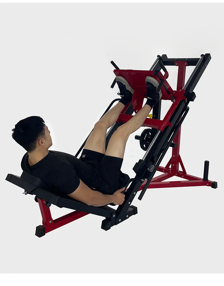 Máquina combinada de prensa de piernas y sentadillas hack de acero de 45 grados, equipo de entrenamiento de fuerza para gimnasio, con carga de discos de pesas, capacidad de 1.6T, 200 kg máx.