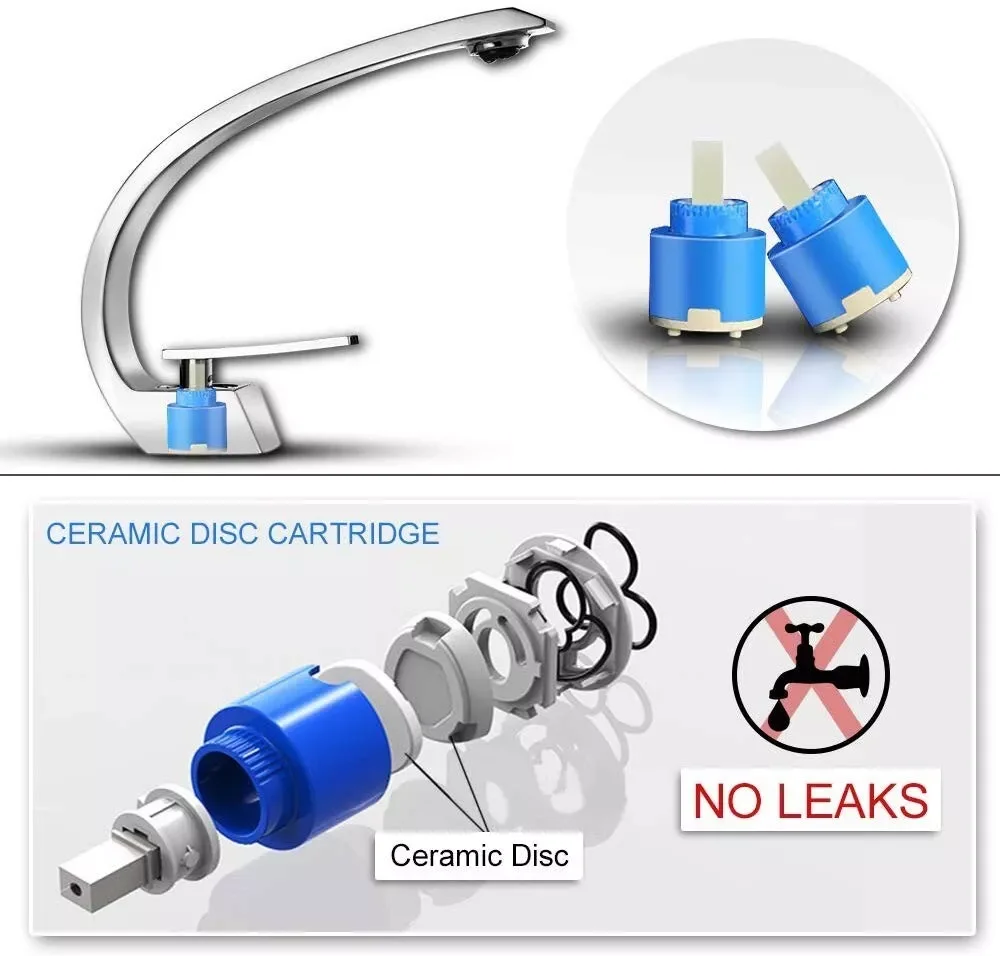 Chrome Basin Faucet  Washing Basin Mixer Deck Mounted Cold and Hot Bathroom Faucet