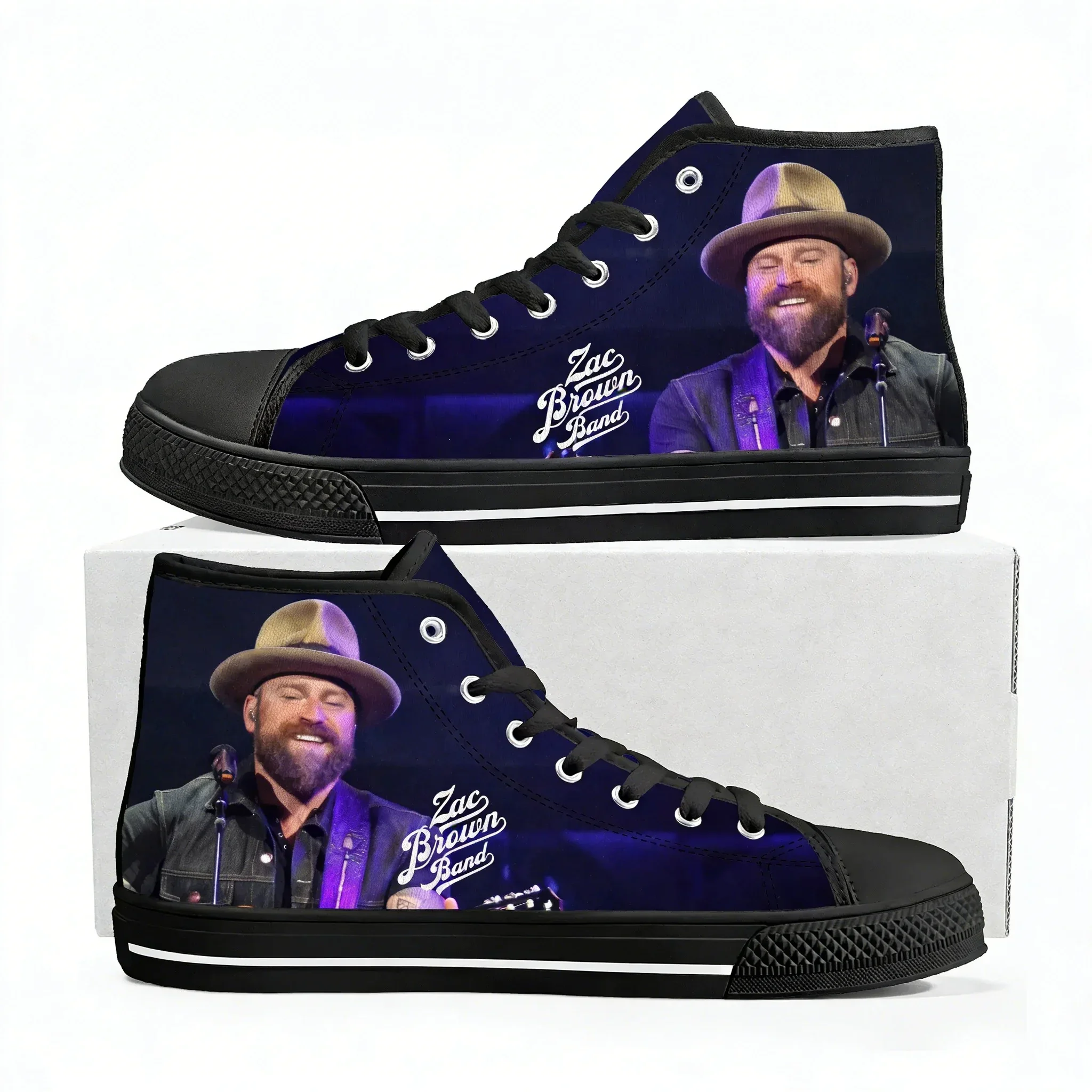 

Высокие кроссовки Zac Brown для мужчин, женщин и подростков, высококачественные кеды из канваса с 3D-принтом, повседневная обувь для пар, персонализированная обувь