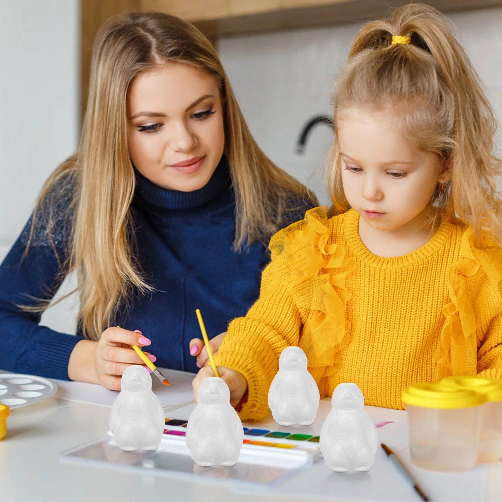 20 pçs diy sem pintura espuma pinguim artesanato kit crianças conjunto de construção criativa para casa escola jardim de infância projetos de arte decorativa