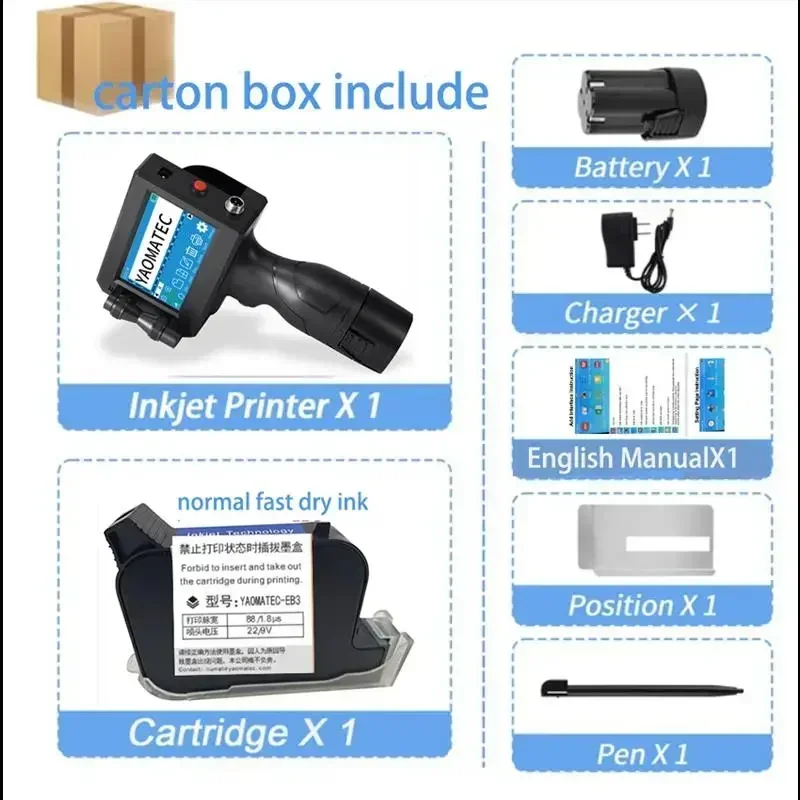 جديد! S1730 28 رقم تاريخ اللغة شعار تاريخ انتهاء الصلاحية تسمية البلاستيك الكرتون اليد طابعة نافثة للحبر الحرارية المحمولة