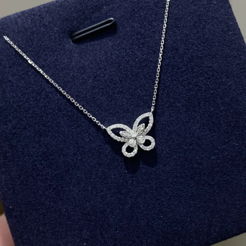 Collar con Colgante de Diamante Cultivado en Laboratorio, Oro Blanco Sólido de 18K, Diseño de Lujo, Clásico y Moderno, Regalo de Boda para Mujer, Compromiso