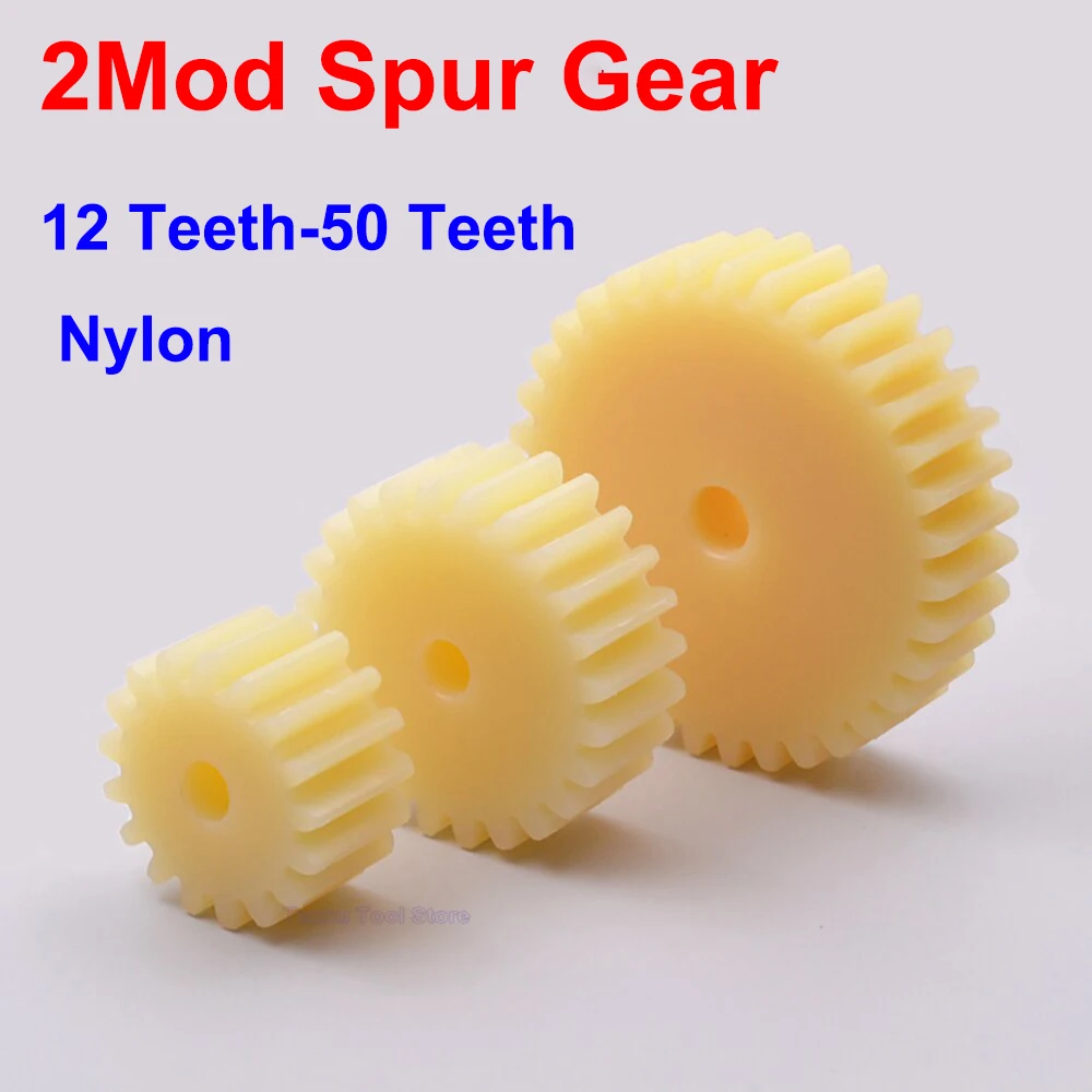 

1Pc Spur Gear 2M 12T-50T Nylon Plastic Drive Cylindrical Gear 2 Modulus 12 13 14 15 16 17 18 19 20 21 22-50 Teeth