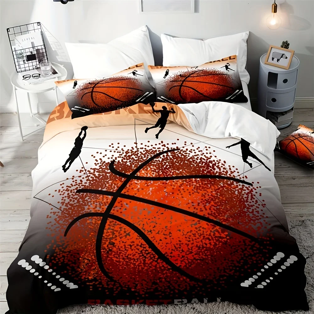 

Soft and Breathable Basketball Duvet Cover Set for Bedroom and Guest Room Decor Includes 1 Duvet Cover and 2 Pillowcases