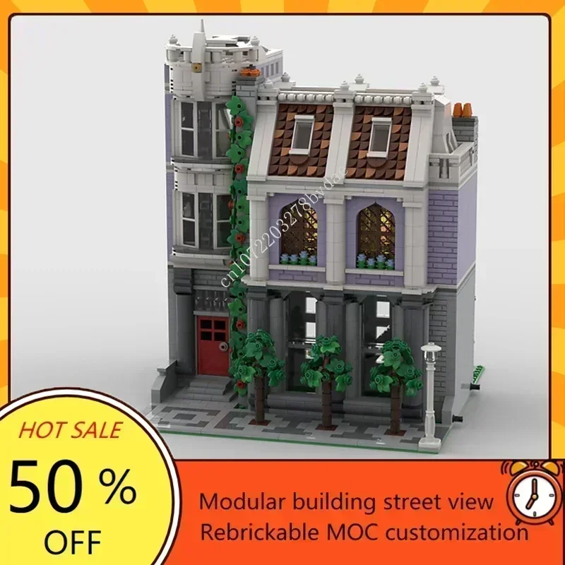 2658 pçs diy florista loja modular moc vista de rua modelo personalizado quebra-cabeça arquitetura criativa montagem brinquedo educativo presente