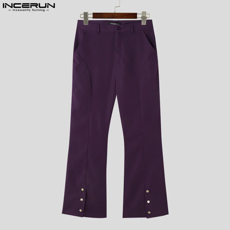 INCERUN Men Pants Solid Color Button Joggers Korean Style Casual Trousers Men Streetwear 2024 Fashion Leisure Long Pants S-5XL