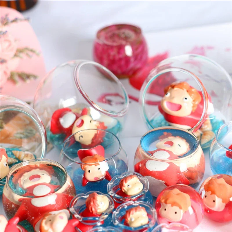 Anime Goudvis Prinses Ponyo Micro Landschap Ornamenten Mini Lichtgevende Goudvis Ji Glas DIY Desktop Model Poppenhuis Decor Speelgoed