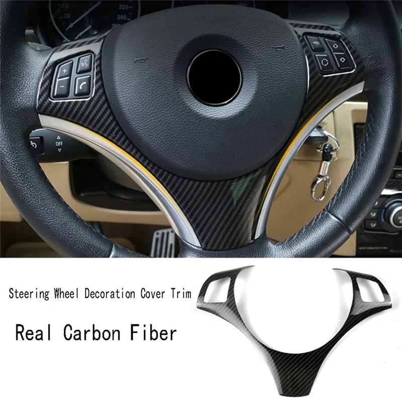 الحصري ريال ألياف الكربون سيارة الداخلية عجلة القيادة الديكور غطاء الكسوة لسيارات BMW 3 سلسلة E90 E92 E93 2005-2012