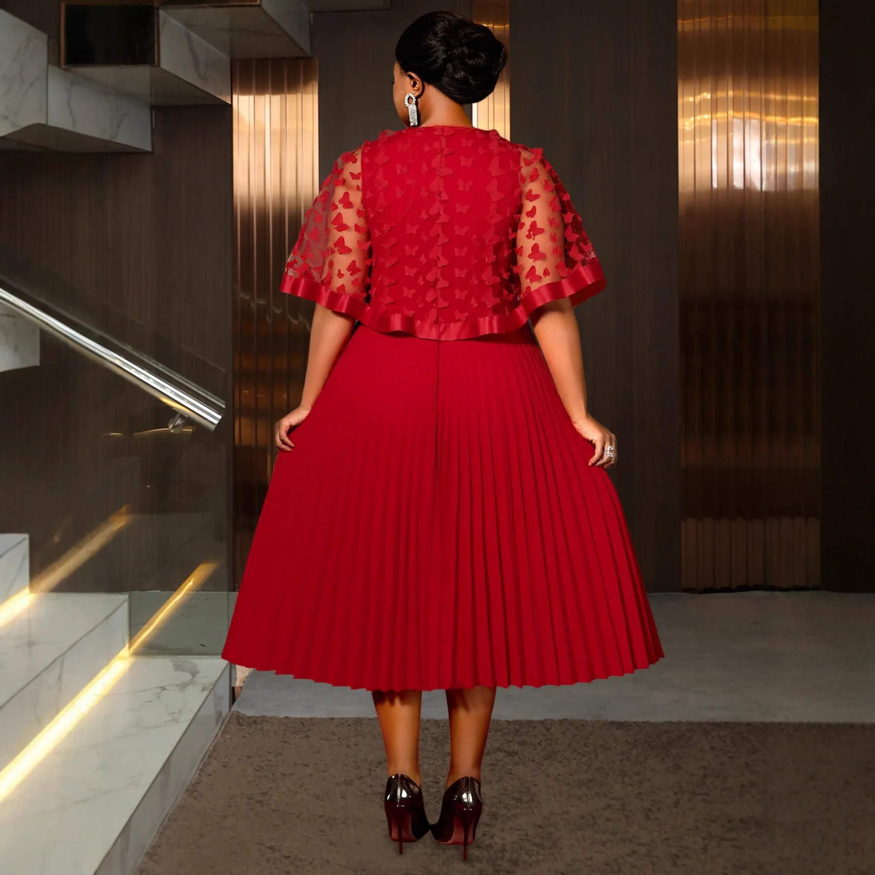 فساتين Dashiki الأفريقية L-4XL للنساء أزياء الخريف الأنيقة بالإضافة إلى حجم فستان أحمر للحفلات المسائية والكريسماس ملابس أفريقيا #2