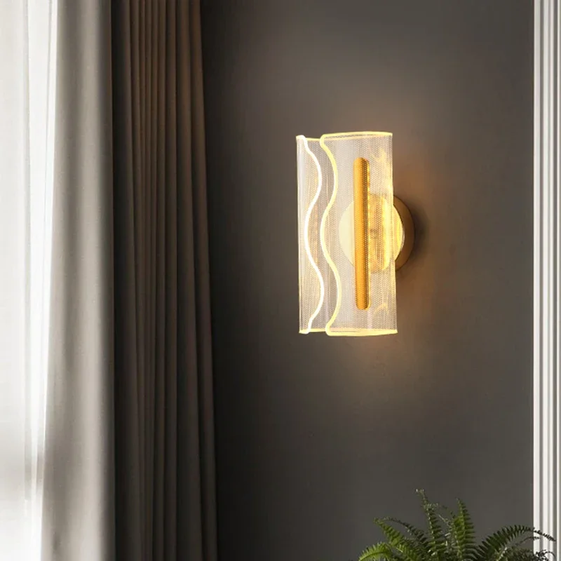 

Nordic Lustre LED Wall Lamp Modern Interior Lighting Fixture Bedside TV Sofa Hallway Sconce Light For Home Bedroom Decor