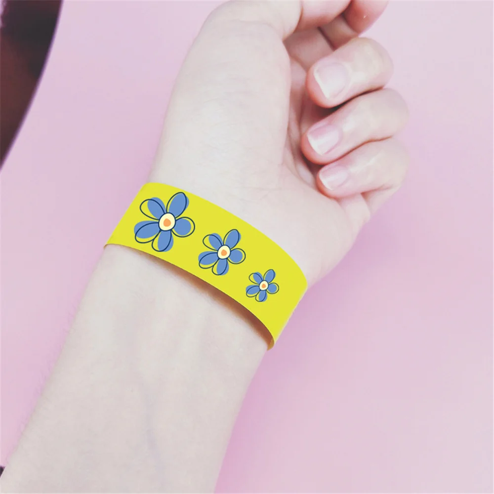 300-1000pcs Party Paper Bracelet Synthetic Paper Plastic for Dupont Wristbands Sticky Wristband Print Pattern Party Wristbands