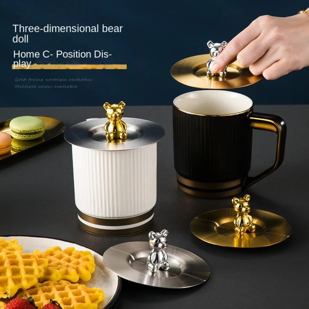 Wieder verwendbare verdickte Bären glas Tasse Deckel Edelstahl Becher Tasse Deckel Wasser Tasse staub dicht auslaufs icher Tee Kaffee Abdeckung Universal