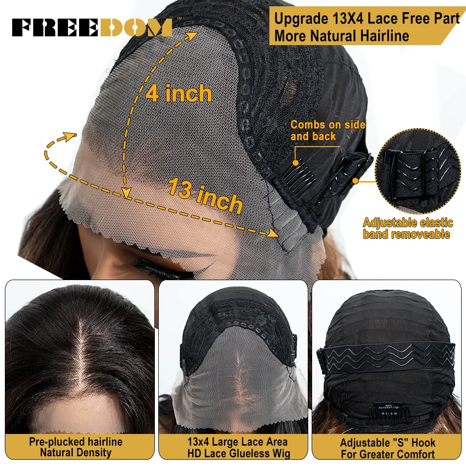 FREEDOM Lockige Synthetische Lace-Front-Perücken für Schwarze Frauen 24 Zoll Vorgezupfte Lace-Perücke Ombre Braun Blond Highlight Tägliche Perücke – Detail 11