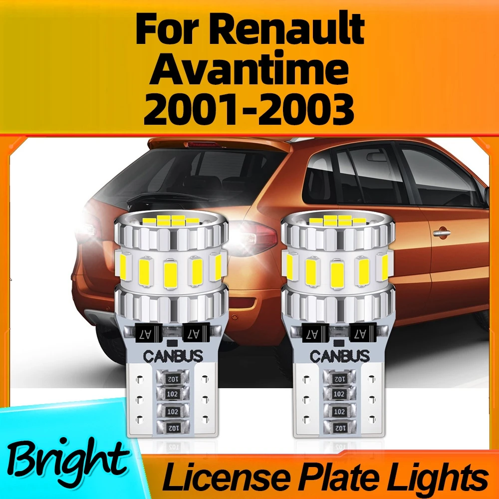 

2Pcs White 6000K T10 LED License Plate Light Lamps W5W Canbus No Error Plug-N-Play 12V For Renault Avantime 2001 2002 2003