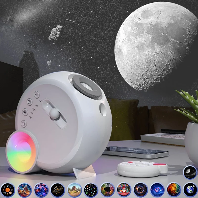 Galaxy Star Projector With RGB Night Light & Bluetooth Speaker USB LED Moon Lamp 13 Slides For Bedroom Gaming Room Kids