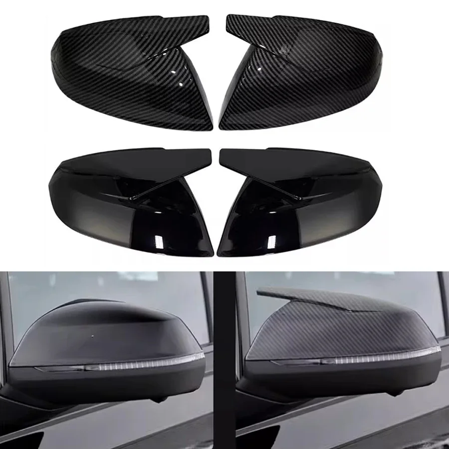 

For Audi Q7 2016 2017 2018 2019-2022 Buckle Style Reversing Mirror Shell Rearview Mirrors Rear Cover Carbon Fiber Black 1 Pair