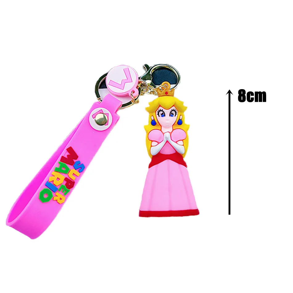 20Pcs Wholesale Kawaii Super Mario Bros lot Keychain Luigi Toad Yoshi Action Figure Model PVC Cartoon Bag Doll Pendant Toys Gift