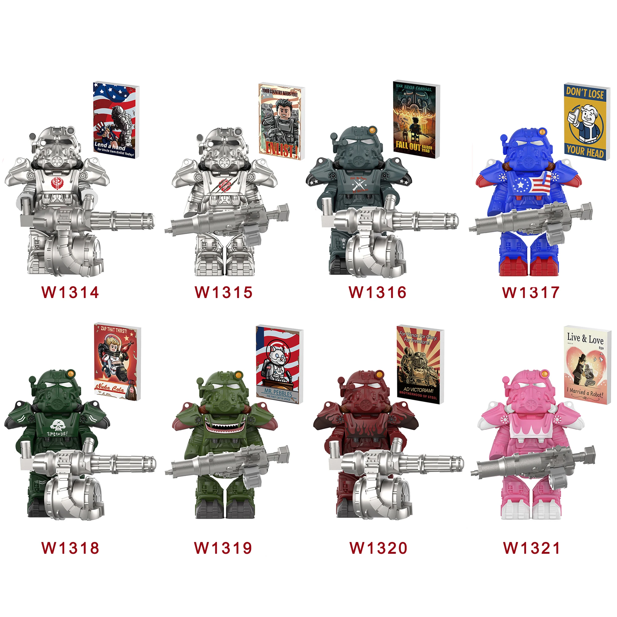 

MOC Military T60 Power Armor Soldiers Mini Anime Action Figures Bos Knights Robots Building Blocks Bricks DIY Toys for KIDS gift