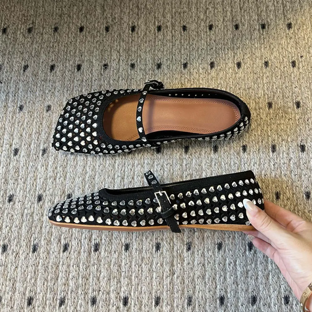 2024 New Design Resale reliable supplier Muaddi Women's Shoes Lady Heart-Shaped Diamond Flat
