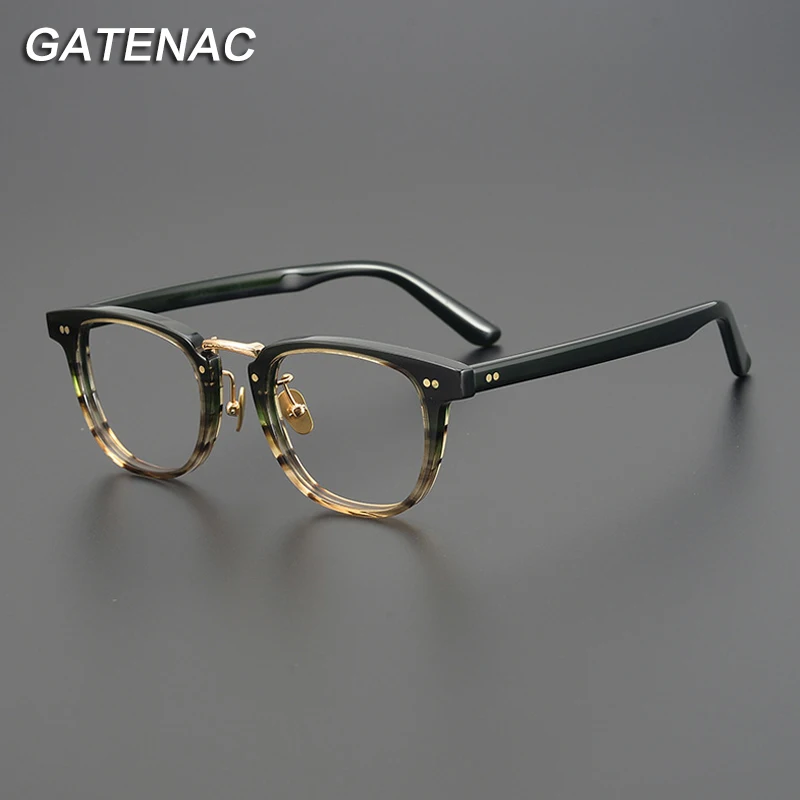 

Vintage Acetate Eyeglasses Frame Men Prescription Myopia Optical Glasses Frame Women Retro 2023 New Korea Luxury Brand Eyewear