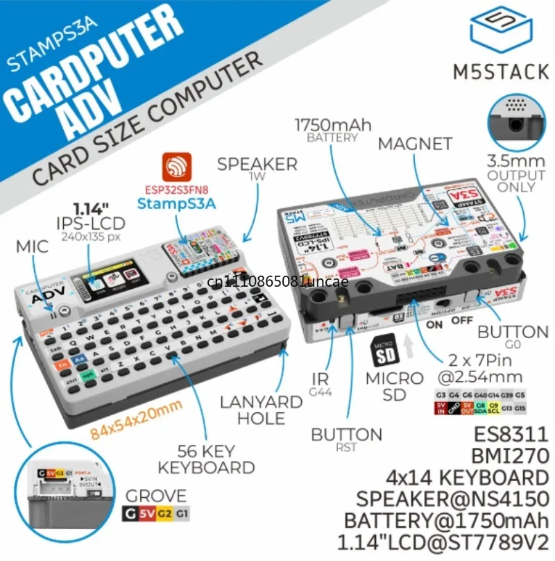 56-key Card Computer ESP32-S3 Development Board 1.14
