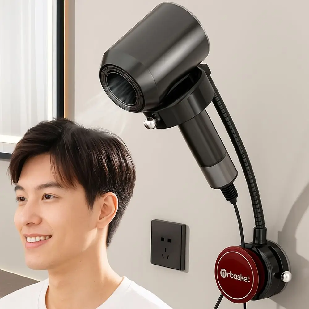 

Wall Mount Hairdryer Stand Rotating Angle Adjustable Hair Dryer Holder Non-Drilling Hairdryer Shelf Bathroom Storage