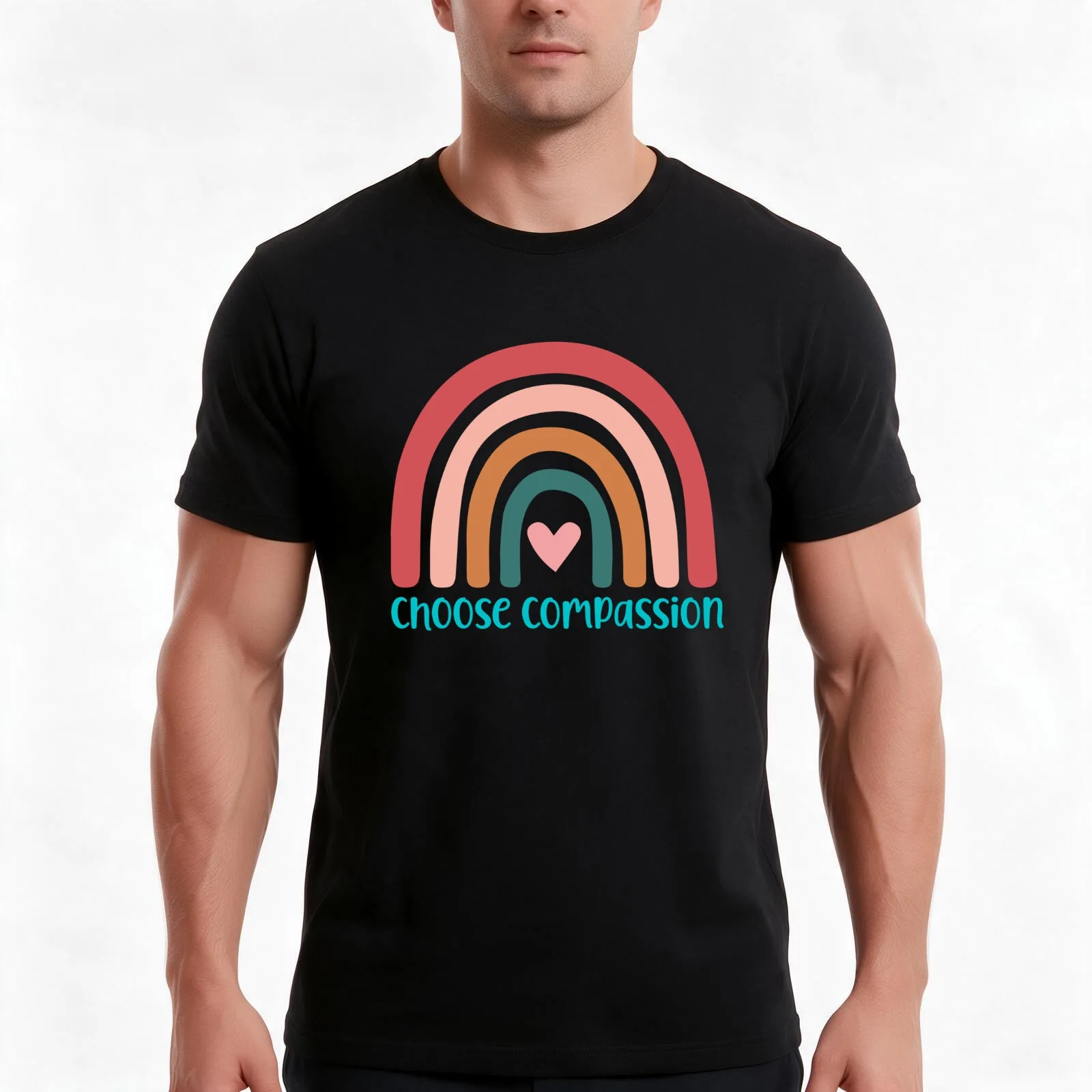 Choose Compassion T-Shirt Summer Casual Cotton Tee Oversized Streetwear Tops Vintage Graphic Print Loose Fit Short Sleeve
