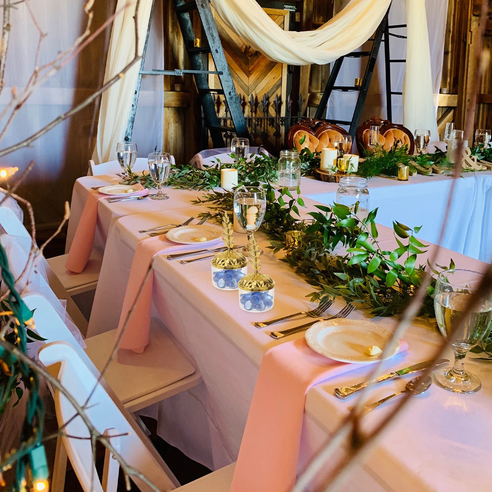 

12Pcs Plastic Party Favor Boxes Clear View Golden Leaf Tops Durable for Various Occasions Plastic Packing Box Storage Box