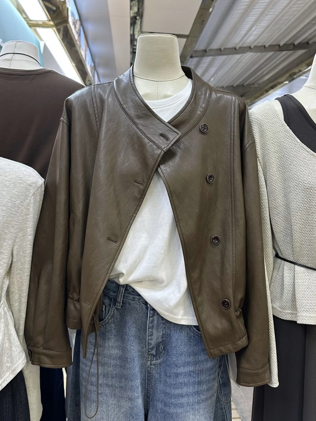 Tagkita Cappotto da motociclista casual retrò in pelle PU allentata Jaet American Sle da donna Cappotto capispalla autunno Faion